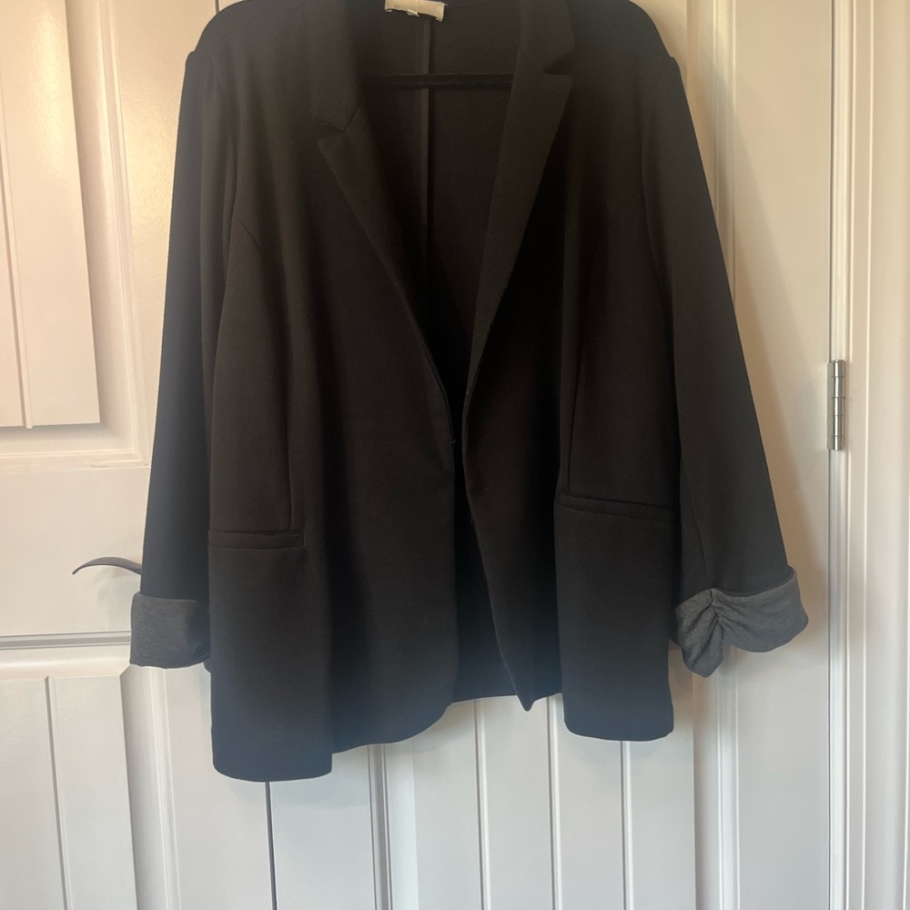 Skies Are Blue Black Blazer with Gray Cuffs